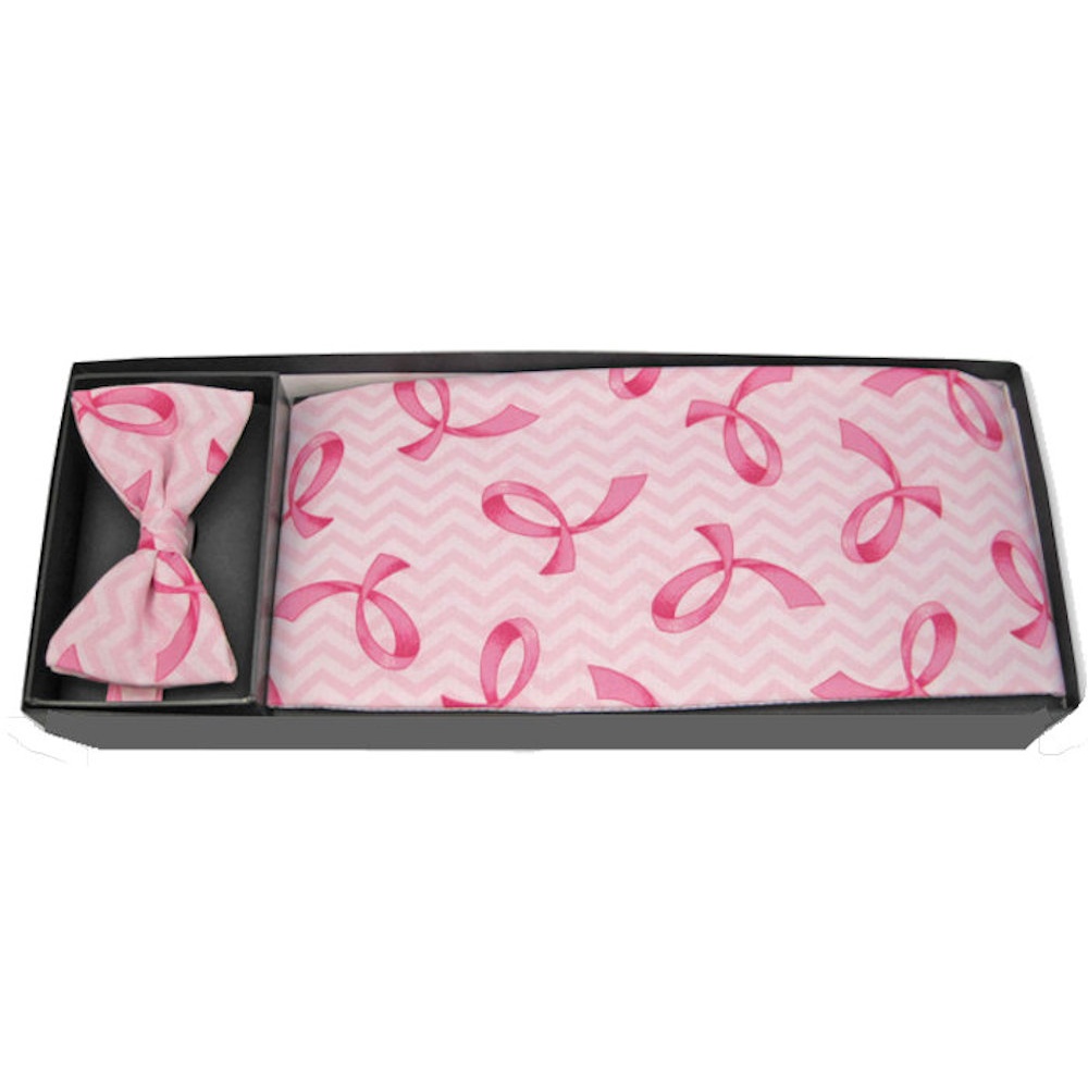Breast Cancer Prevention Pleated Bow Tie and Cummerbund Set