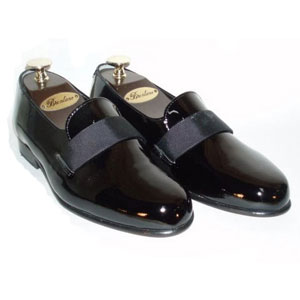 Black Brentano Genuine Patent Leather Silk Strap Tuxedo Shoes