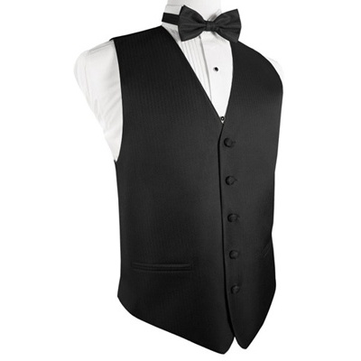Black Herringbone Tuxedo Vest