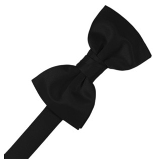 Black Satin Pre-Tied Bow Tie
