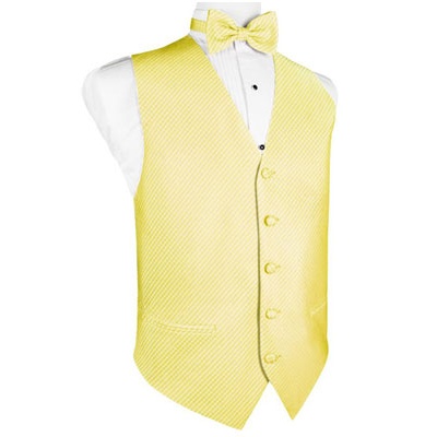 Buttercup Yellow Grid Pattern Tuxedo Vest