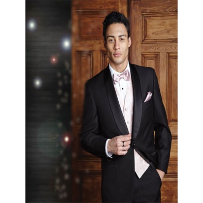 Black One Button Slim Fit Tuxedo with Shawl Lapel