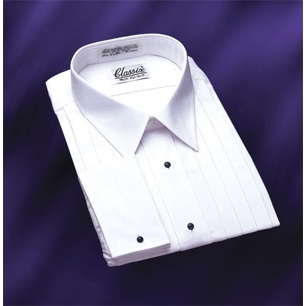 Laydown Collar Tuxedo Shirt With 3/4 Inch Pleats Laydown Collar Tuxedo Shirt With 3/4 Inch Pleats