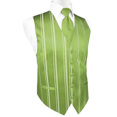 Clover Green Striped Satin Tuxedo Vest