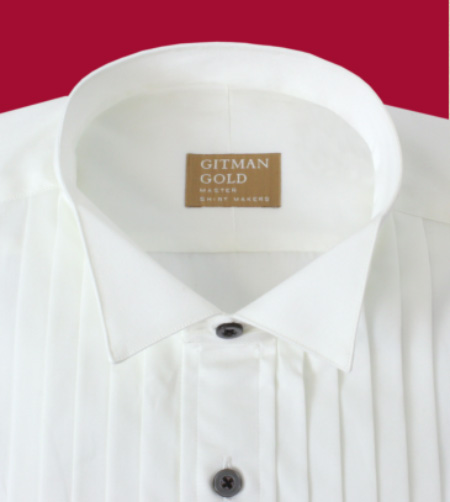 Gitman Wing Collar Two Ply Broadcloth Five Pleat Tuxedo Shirt Gitman Wing Collar Two Ply Broadcloth Five Pleat Tuxedo Shirt