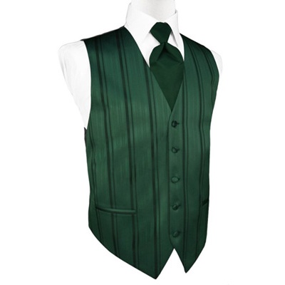 Holly Green Striped Satin Tuxedo Vest