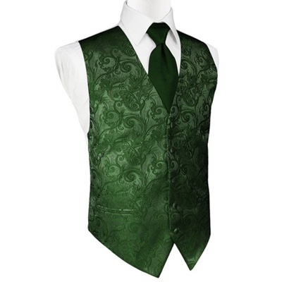 Hunter Green Tapestry Satin Tuxedo Vest