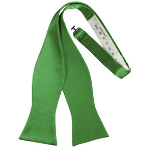 Kelly Green Solid Satin Self Bow Tie