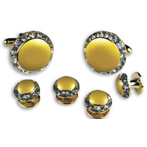 Crystal Cufflinks and Studs with Lemon Yellow Center
