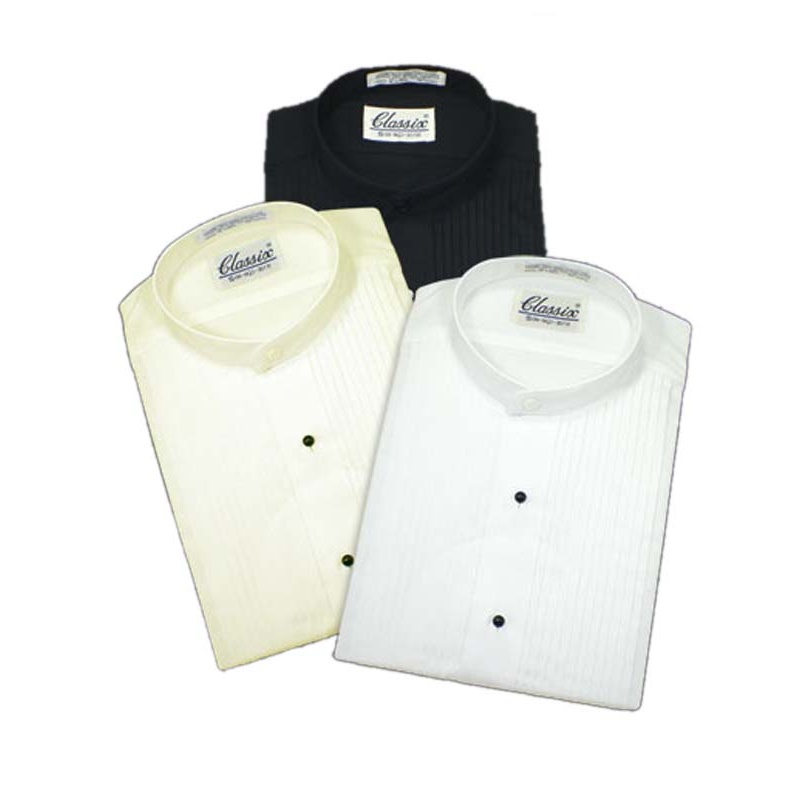 Mandarin Collar with 1/4 Inch Pleats in White, Black, Ivory