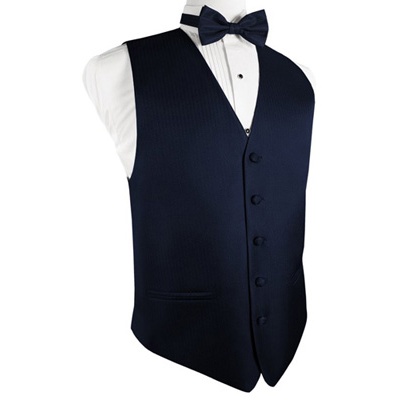 Navy Blue Herringbone Tuxedo Vest