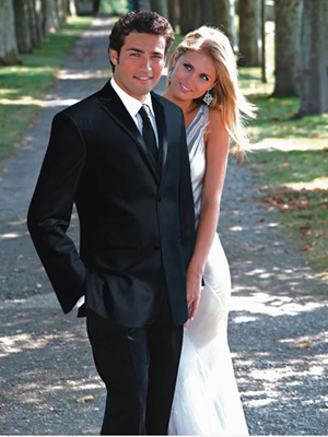 Perry Ellis Black Madison Two Button Notch Tuxedo