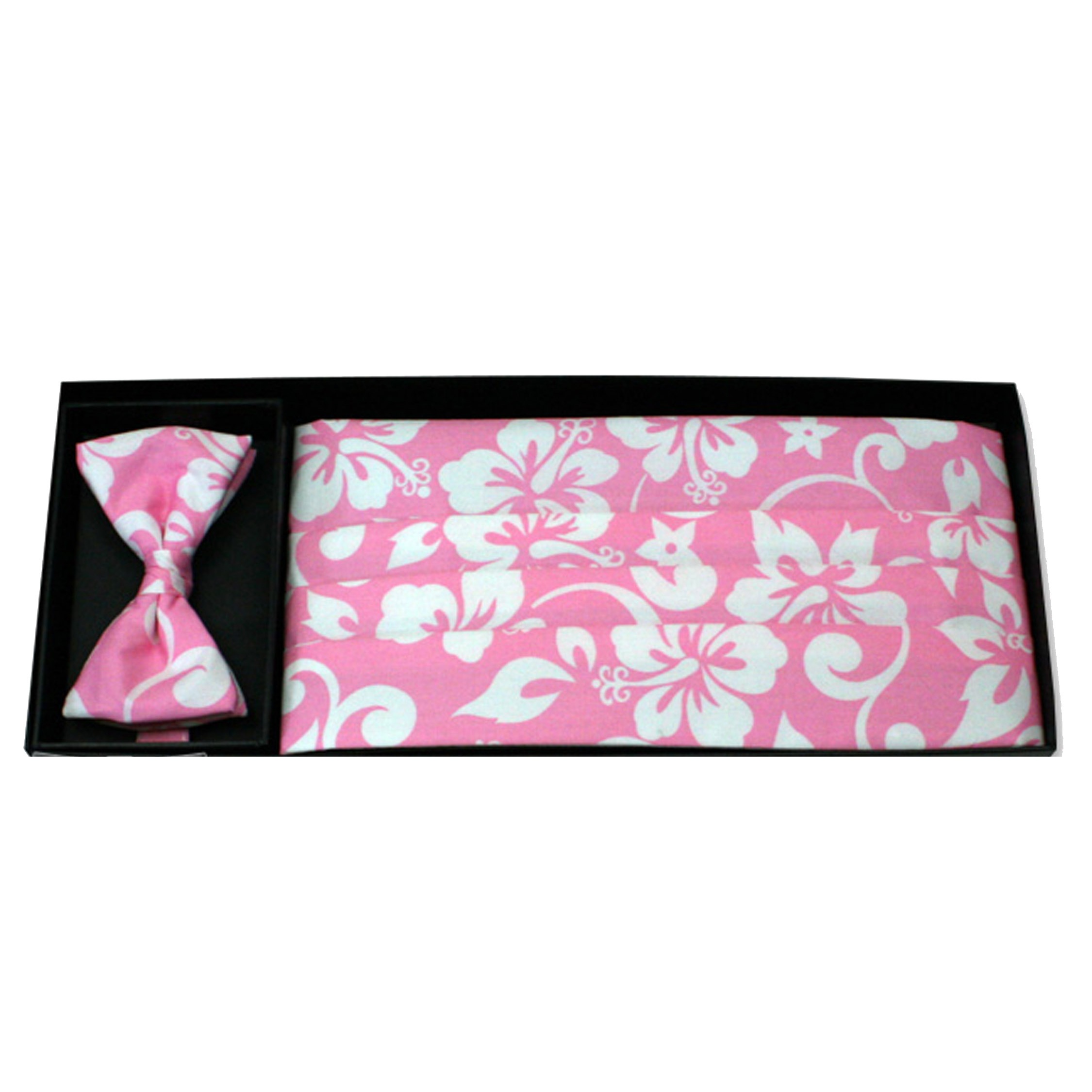 Pink Pareaus Floral Bow Tie and Cummerbund Set