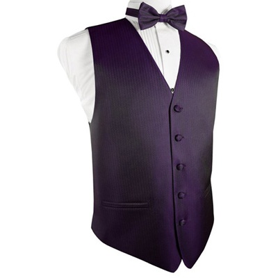 Plum Purple Herringbone Tuxedo Vest