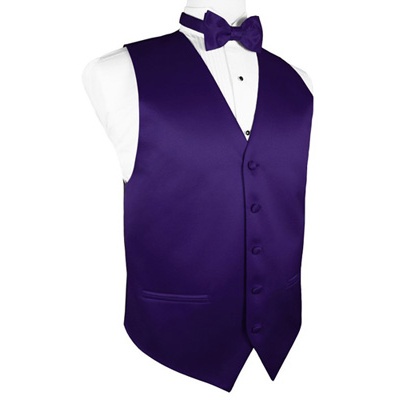 Purple Satin Tuxedo Vest