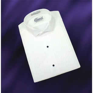 Wing Collar Tuxedo Shirt With 1/8 Inch Pleats Wing Collar Tuxedo Shirt With 1/8 Inch Pleats