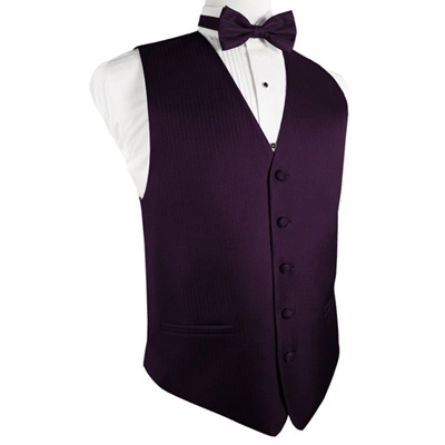 Raisin Purple Herringbone Tuxedo Vest