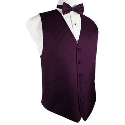Sangria Purple Herringbone Tuxedo Vest