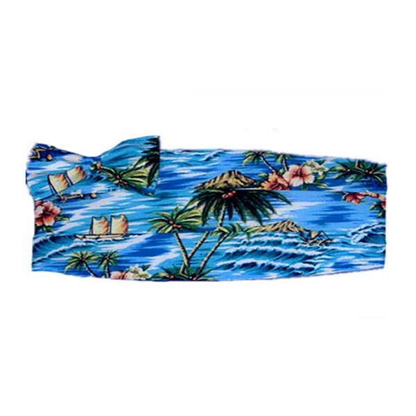 Tropical Ocean Blue Novelty Cummerbund and Bow Tie Set