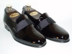 Genuine Patent Leather Tuxedo Shoes With Silk Strap