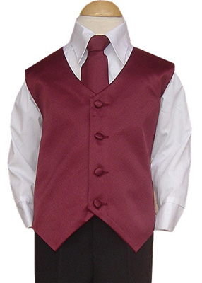 Burgundy Vest & Tie Set