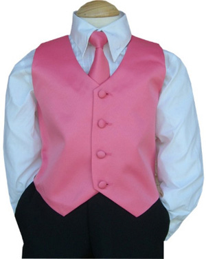 Coral Pink Vest & Tie Set