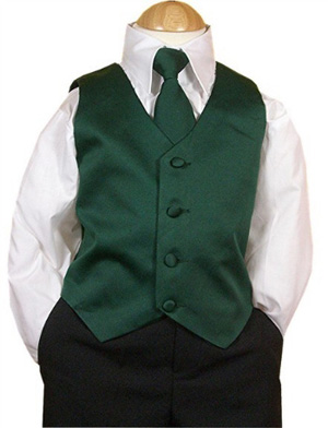 Hunter Green Boys Vest & Tie Set