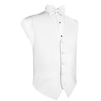 White Grid Pattern Tuxedo Vest