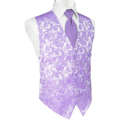Wisteria Purple Tapestry Satin Tuxedo Vest