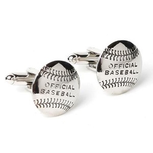 Polished Official Baseball Silver Cufflinks