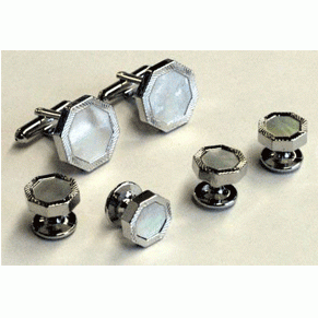 Mother of Pearl in Feather Face Octagon Cufflinks and Studs