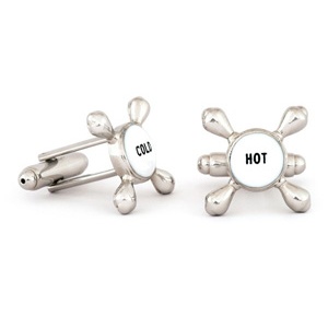 Hot and Cold Faucets Tuxedo Cufflinks Silver