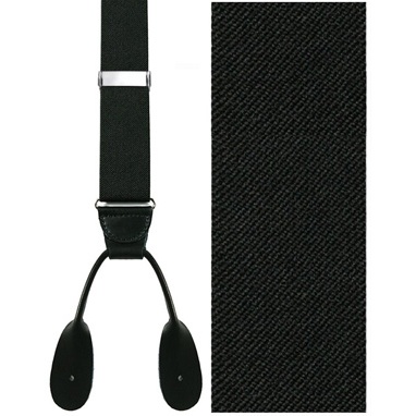 Big and Tall Black Leather End Suspenders