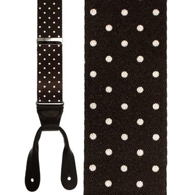 Black and White Dots Silk Suspenders