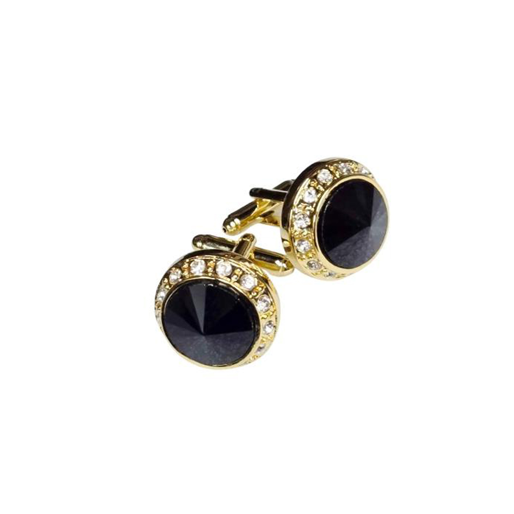 Black Synthetic Faceted Stone Cufflinks