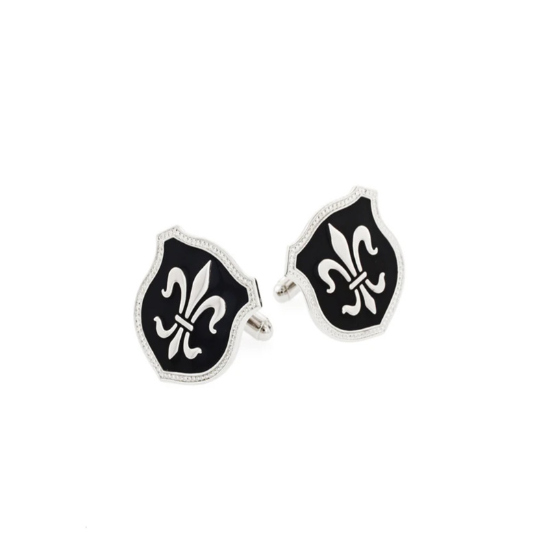 Black Fleur de Lis Shield Cufflinks