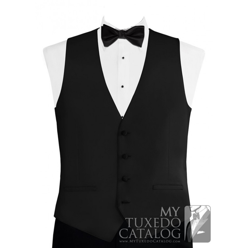Black Modern Solid Tuxedo Vest