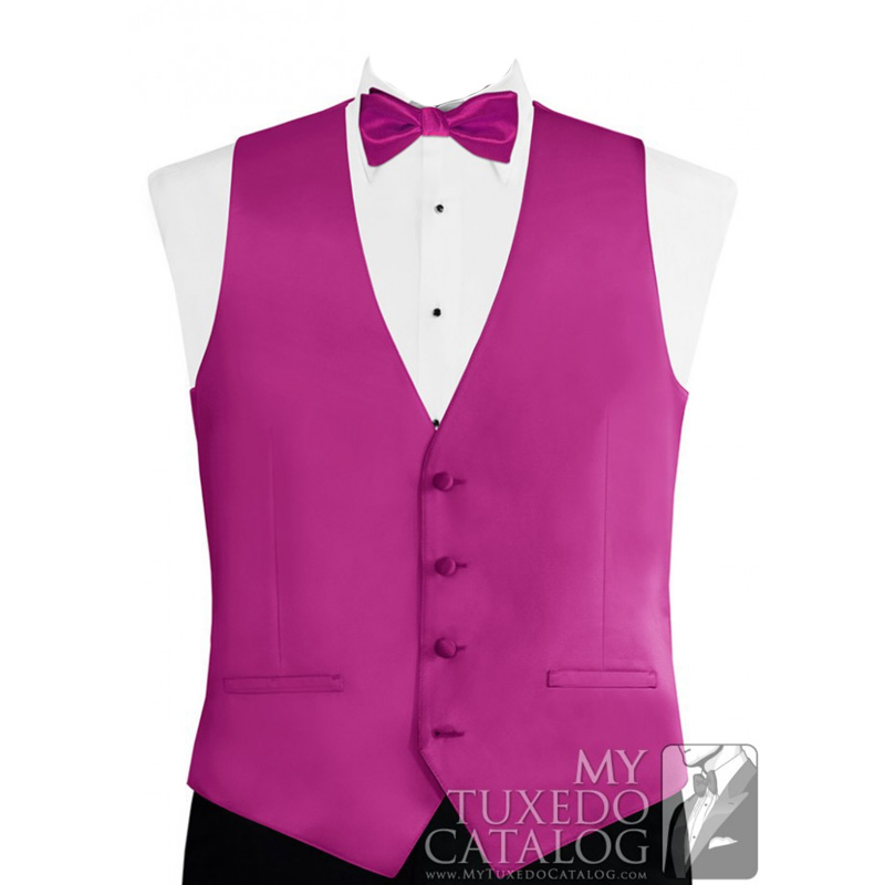 Bright Fuchsia Modern Solid Tuxedo Vest