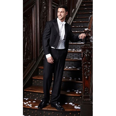 Black Full Dress Tailcoat with Peak Lapel