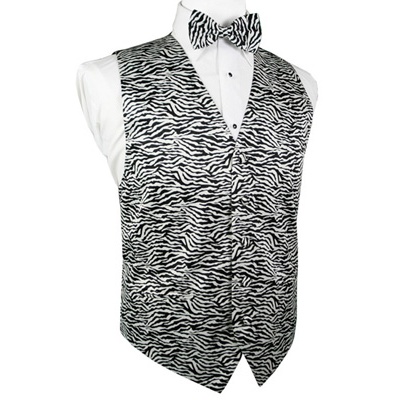 Zebra Animal Print Novelty Tuxedo Vest
