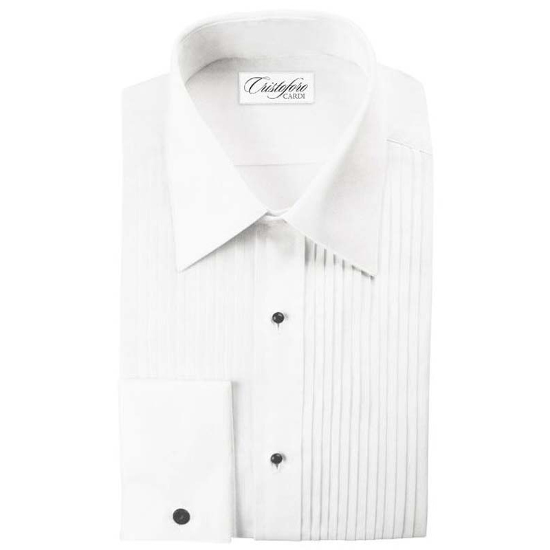 Cotton Slim Fit Laydown Collar with 1/4 Inch Pleats Tuxedo Shirt