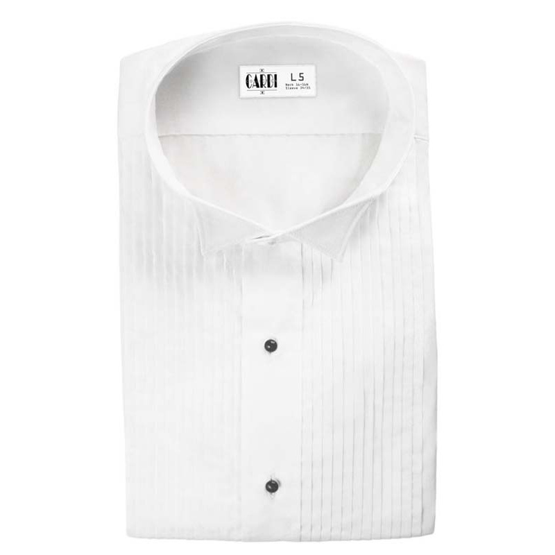 TUX PARK White Microfiber Spread Tuxedo Shirt Adj Comfort Collar QUALITY TUXXMAN 