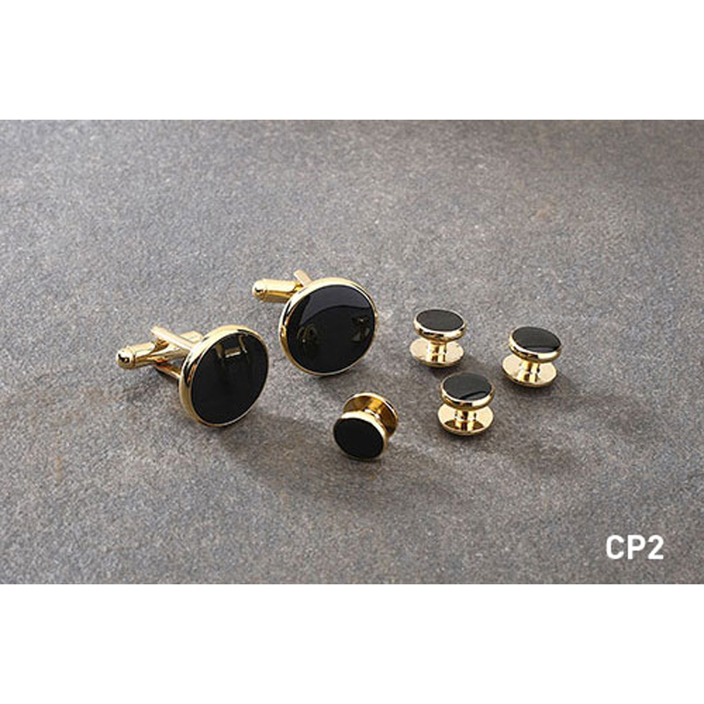 Black and Gold Studs and Cufflinks