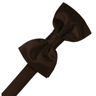 Chocolate Brown Satin Pre-Tied Bow Tie