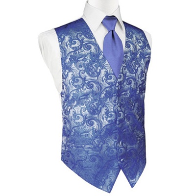 Cornflower Blue Tapestry Satin Tuxedo Vest