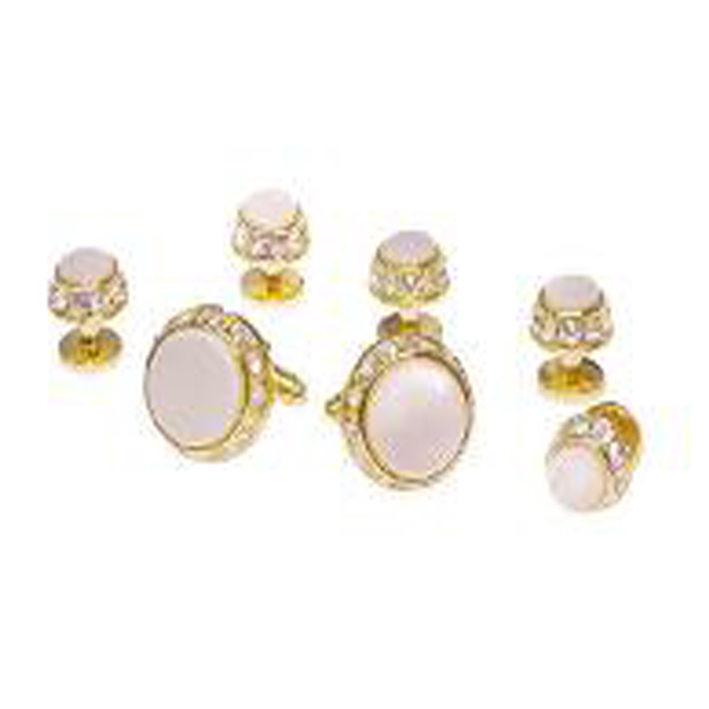 Mother of Pearl with Crystal Gold Tone Trim (5 stud set)