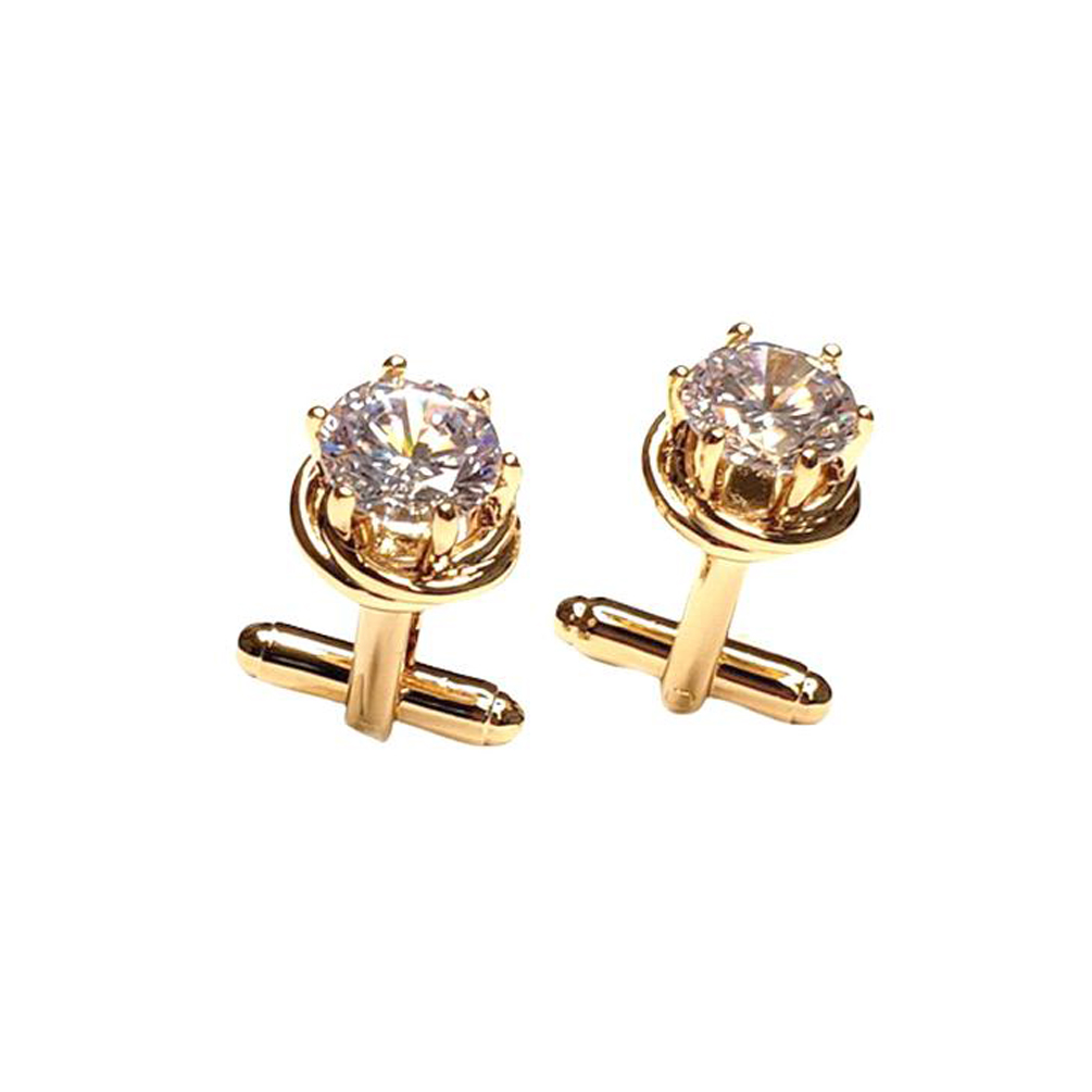 Cubic Zirconium Gold Love Knot Cufflinks