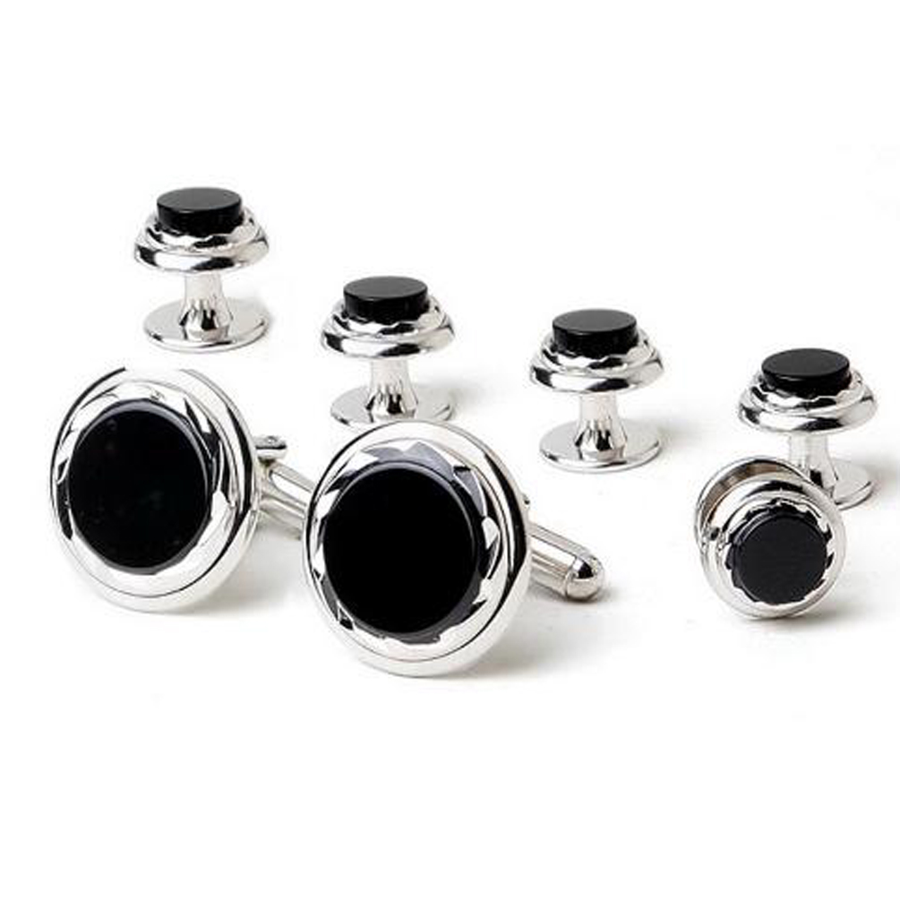 Genuine Onyx in Diamond Cut Trim Silver Tone Trim