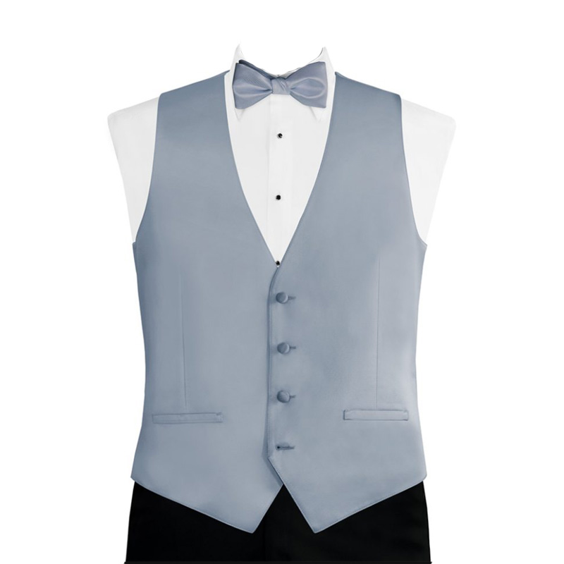 Dusty Blue Modern Solid Tuxedo Vest
