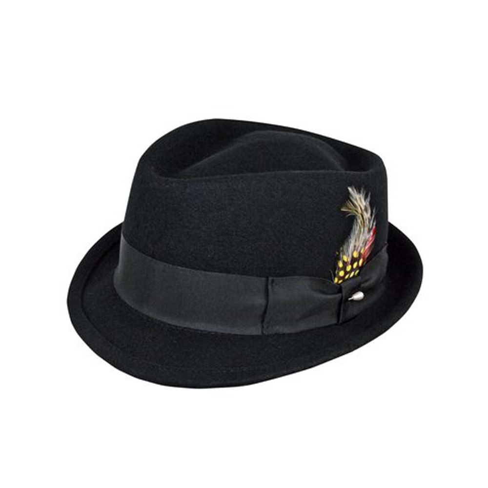 Deluxe Dylan Stingy Brim Fedora in Black